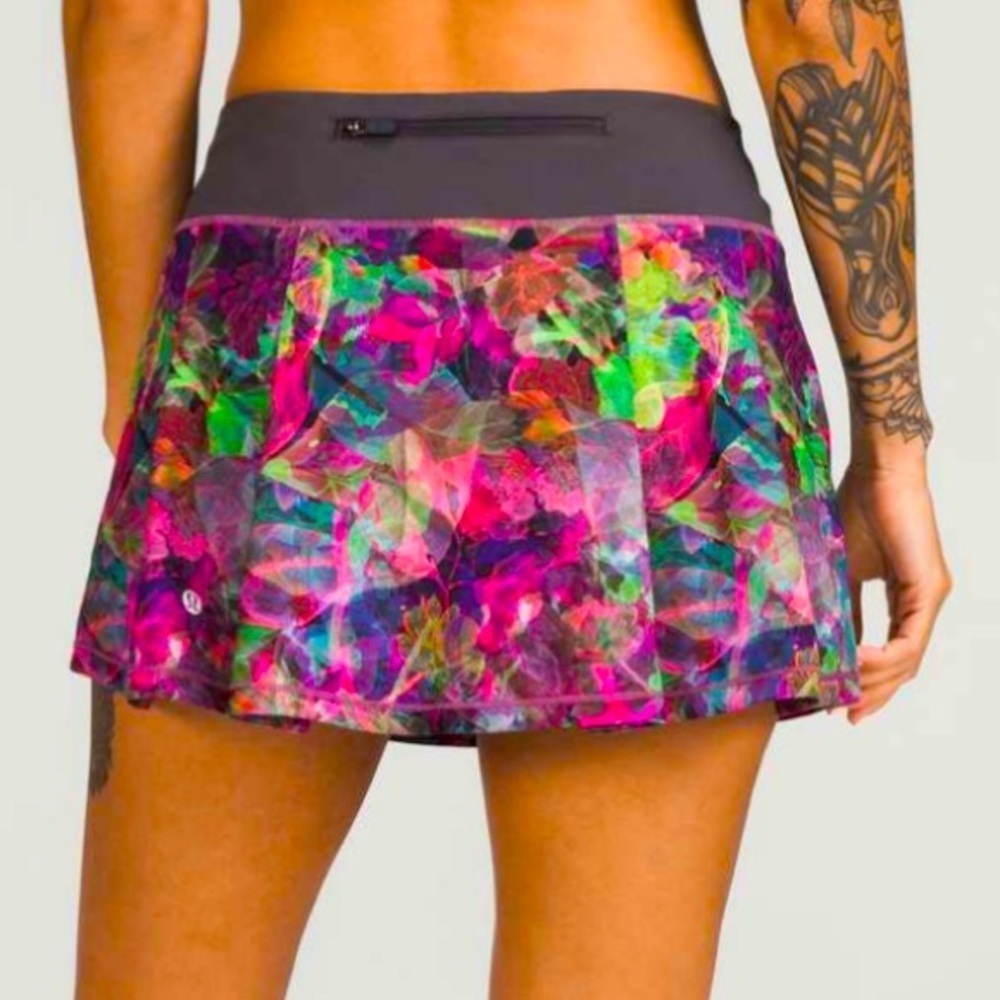 LULULEMON PACE RIVAL MID RISE SKIRR/SKORT LONG SIZE 2 MULTICOLOR NWT